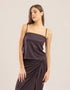Short tank top in metallic stretch jersey